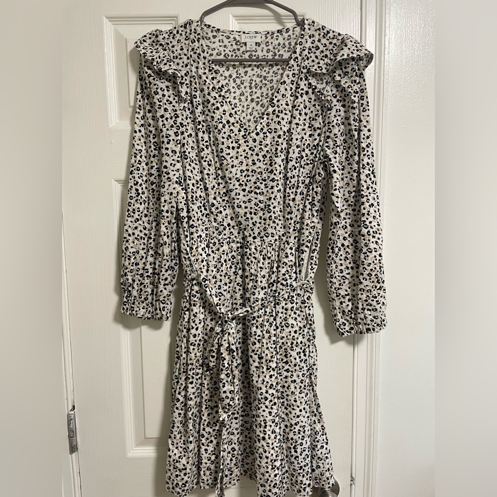 J. Crew Black and White Animal Print Long Sleeve Dress